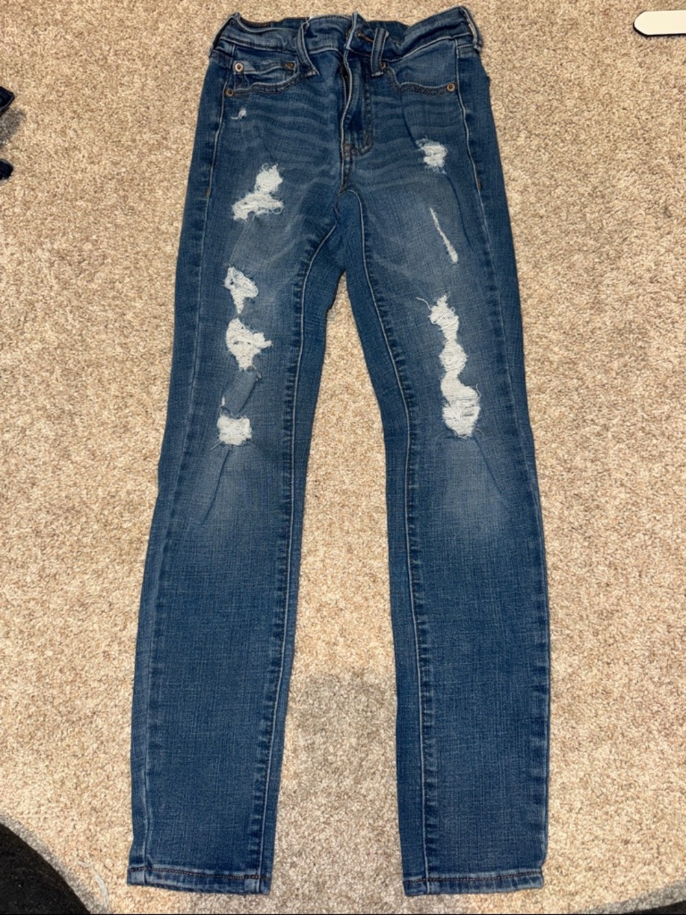 Skinny Distressed Women's Jeans in Dark Blue